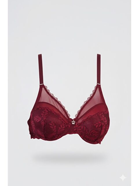 C&City Tül Detay Desteksiz Sütyen C13020 Bordo - S000222022-19951