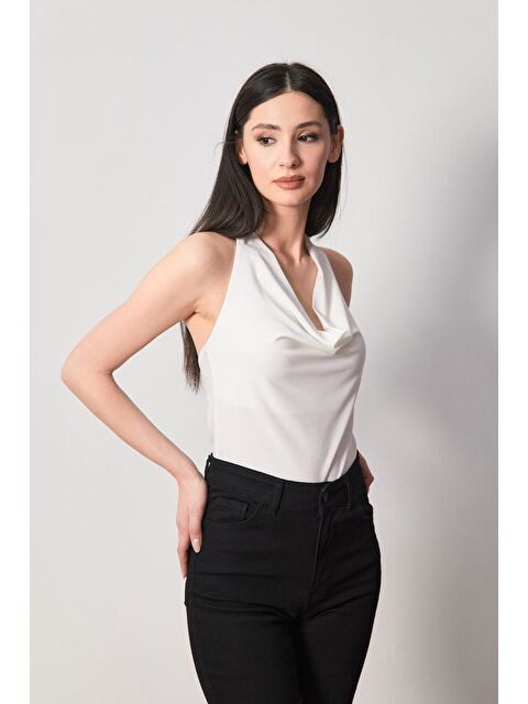 Fullamoda Boyundan Geçmeli Degaje Yaka Bluz - S000337773-19965