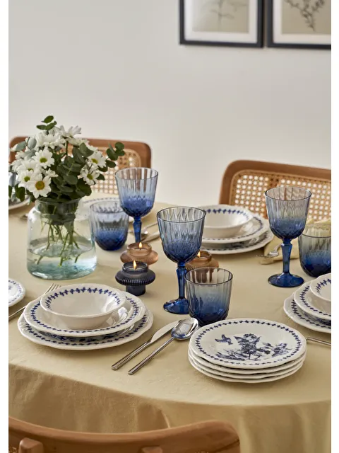 Bella Maison Vanessa Porselen 24 Parça 6 Kişilik Yemek Takımı Mavi - S000027789-17234