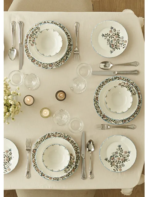 Bella Maison Vintage Porselen 24 Parça 6 Kişilik Yemek Takımı Mavi - S000108244-17234