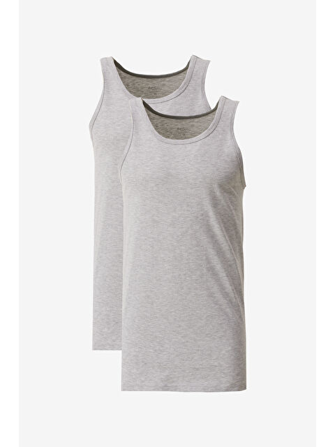 AC&Co / Altınyıldız Classics Erkek Gri Melanj Premium %100 Pamuk 2'li Paket Atlet