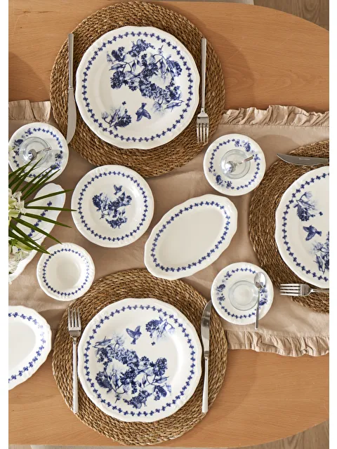 Bella Maison Vanessa Porselen 26 Parça 6 Kişilik Kahvaltı Takımı Mavi - S000093391-17234