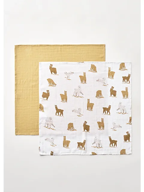 Bella Maison %100 Pamuk Sloth Müslin Örtü Seti 2'li Bej