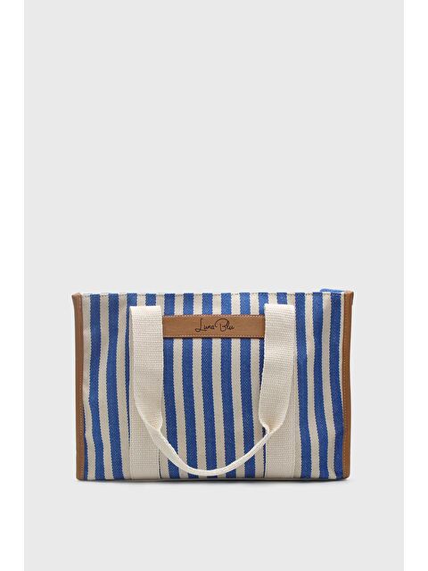 Luna Blu Kadın Çizgili Keten Tote Çanta - S000072612-17234