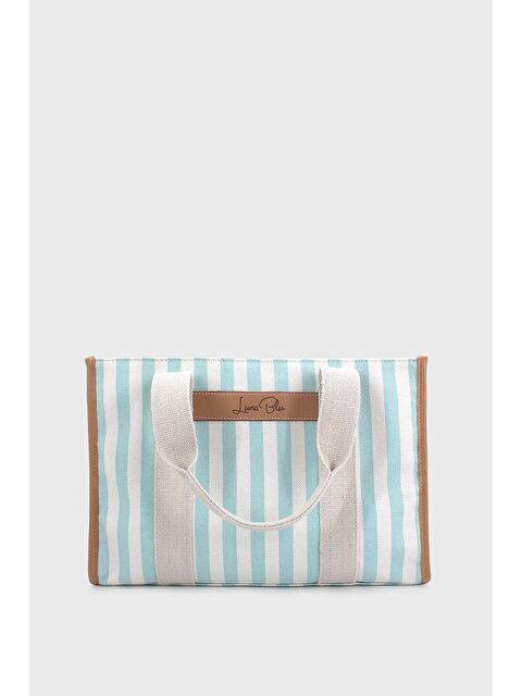 Luna Blu Kadın Çizgili Keten Tote Çanta - S000072612-20054