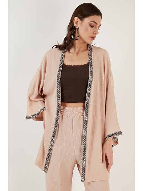 Lela Bürümcük Rahat Kesim Geniş Kollu Uzun Kimono Hırka 6239165 - S000008856-20600
