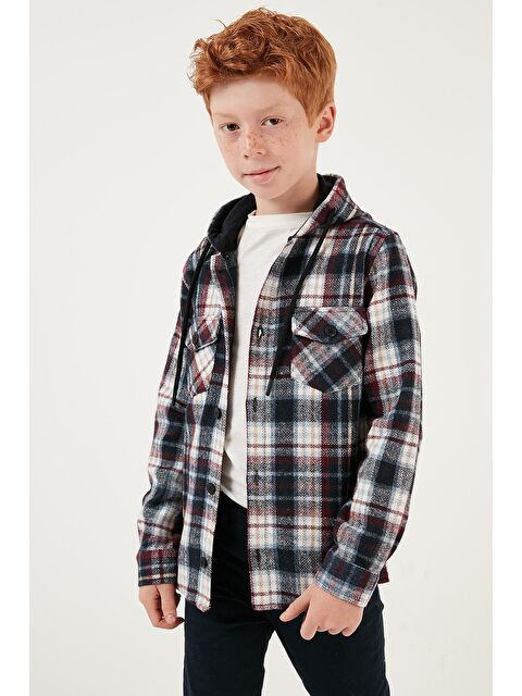 Lela Ekoseli Kapüşonlu Cepli Kışlık Oduncu Gömlek CF24W81779 - S000040938-21164