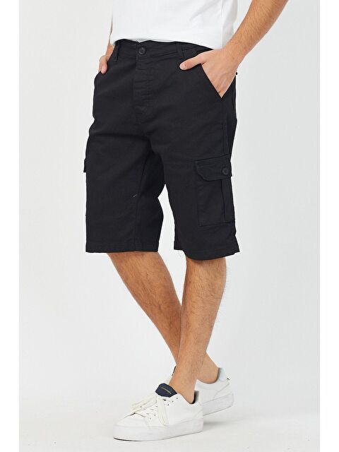 Tarz Cool Erkek Kamuflaj Kargo Cep Elastanlı jean Şort - S000155225-19351