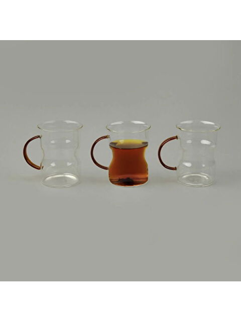 Paçi Keyif 3'lü Renkli Kulplu Cam Kupa - Renkli - 200 ml - S000391553-23173