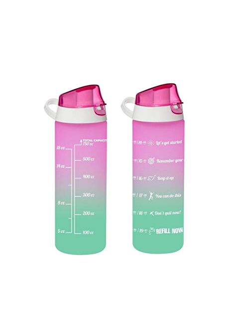 Herevin 161506-161 Su Şişesi - Motivasyon Su Matarası - Plastik Renkli Suluk Pembe 750cc - S000104764-20024