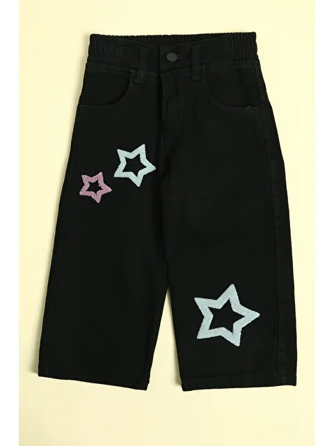 Fullamoda Beli Lastikli Yıldız Nakışlı Kız Çocuk Palazzo Pantolon - S000488125-19351