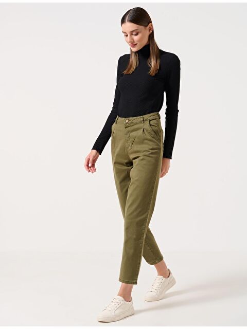 Jimmy Key Haki Normal Bel 4 Cep Pileli Gabardin Pantolon