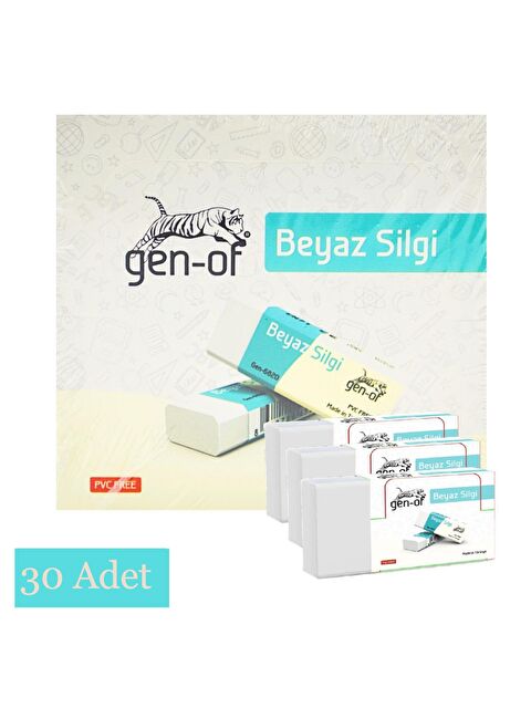 Gen-Of No:30 Küçük Boy PVC Free Beyaz Silgi (GEN-6830) 30 Adet - S000222553-20063