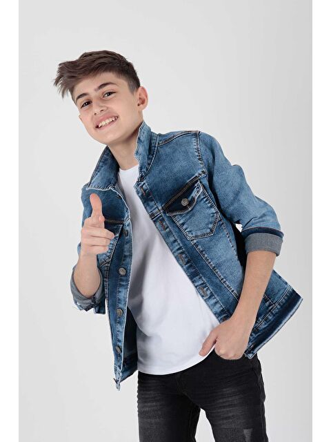 Ahengim Erkek Çocuk Jean Ceket Günlük Modaya Uygun Ak22152023 - S000056238-17234