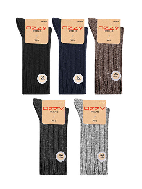 Ozzy Socks 5 Çift Kışlık Erkek Lambswool Yünlü Uyku Çorabı Soft Touch - S000142726-27074