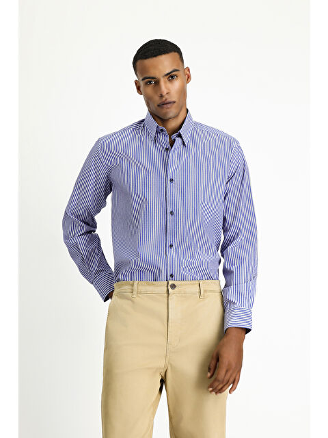 Kiğılı Uzun Kol Klasik Çizgili Pamuk Gömlek - S000406483-21164