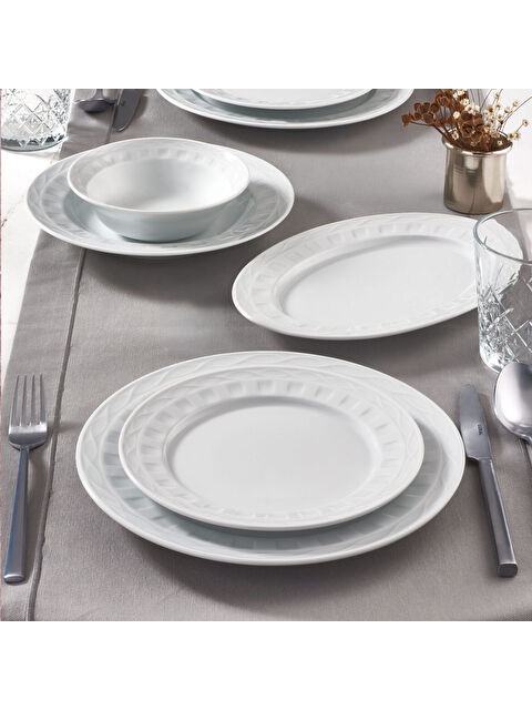 GÜRAL PORSELEN Monet 26 Parça 6 Kişilik Yuvarlak Yemek Takımı - S000483508-37646
