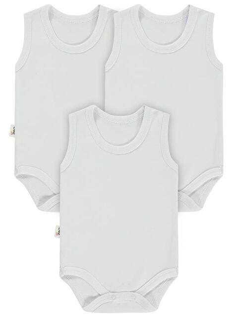 Civil Baby Düz Sıfır Kol 3 lü 0-3 Ay Çıtçıtlı Badi - S000397786-20063