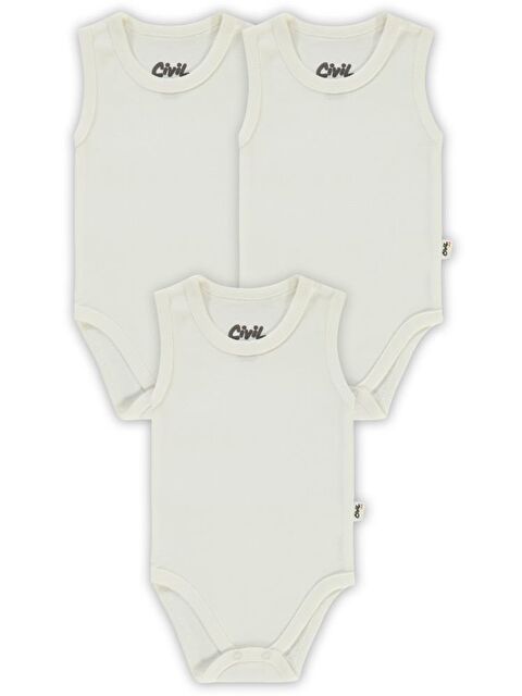 Civil Baby Düz Sıfır Kol 3 lü Çıtçıtlı Badi - S000341896-20063