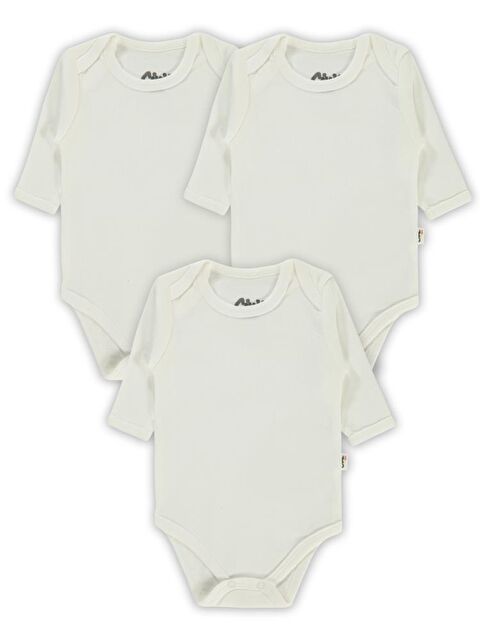 Civil Baby Düz Uzun Kol 3 lü Çıtçıtlı Badi - S000337059-20063