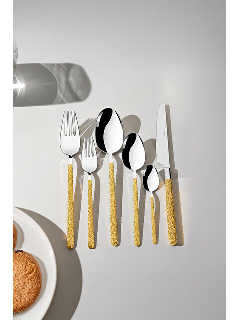 Nehir Lyon Altın Sade 12 Kişilik 72 Parça Kutulu Çatal Kaşık Bıçak Takımı - S000496133-20076