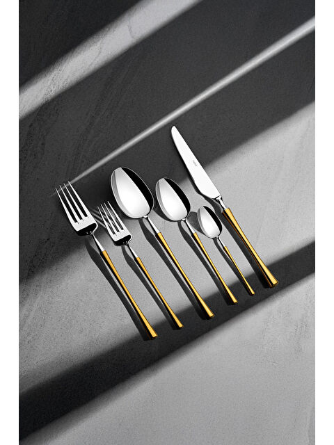 Nehir Marbella Altın Saten 12 Kişilik 72 Parça Kutulu Çatal Kaşık Bıçak Takımı - S000496193-20076