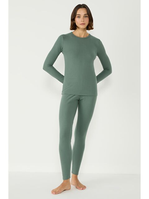 C&City Kadın Uzun Kol Bisiklet Yaka Termal Takım 405152 / 409003 Haki - S000287536-18547