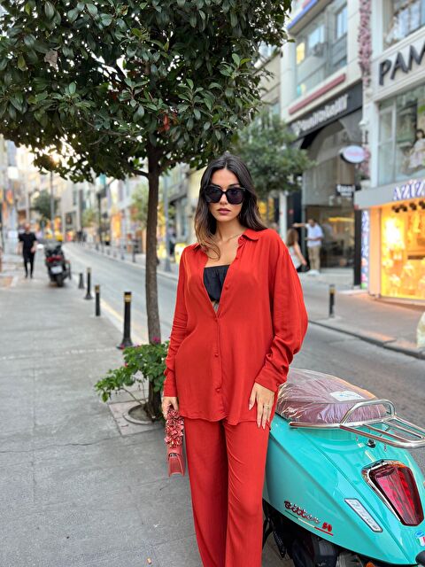 For You Moda 3'lü Viskon Krinkıl Bustiyerli Kiremit Takım - S000025586-18657