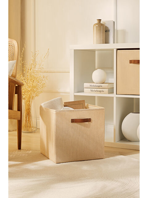 Ocean Home Textile Jüt Keten Kumaş Kutu 33 x 30 x 33 cm - S000317297-19928