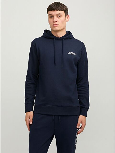 Jack & Jones Beau Erkek Lacivert Kapüşonlu Sweatshirt