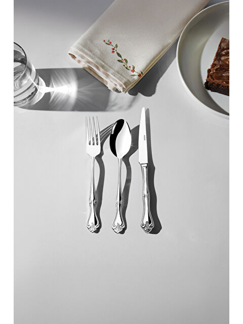 Nehir Lalezar Sade 6 Kişilik 18 Parça Kutulu Tatlı Çatal Kaşık Bıçak Takımı - S000496547-18105