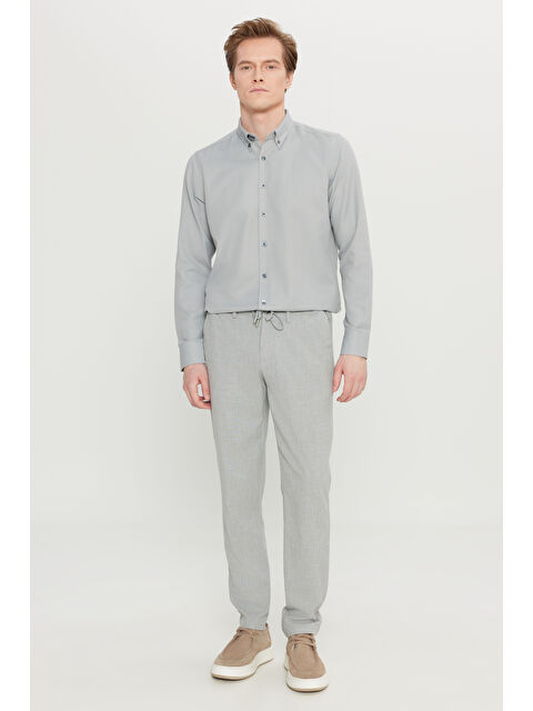 Altınyıldız Classics Erkek Gri Slim Fit Dar Kesim Beli Bağlamalı Yan Cepli Casual Jogger Pantolon