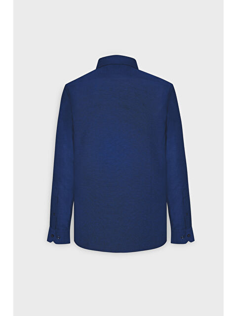 AC&Co / Altınyıldız Classics Erkek Koyu Lacivert Tailored Slim Fit Dar Kesim Düğmeli Yaka Oxford Gömlek