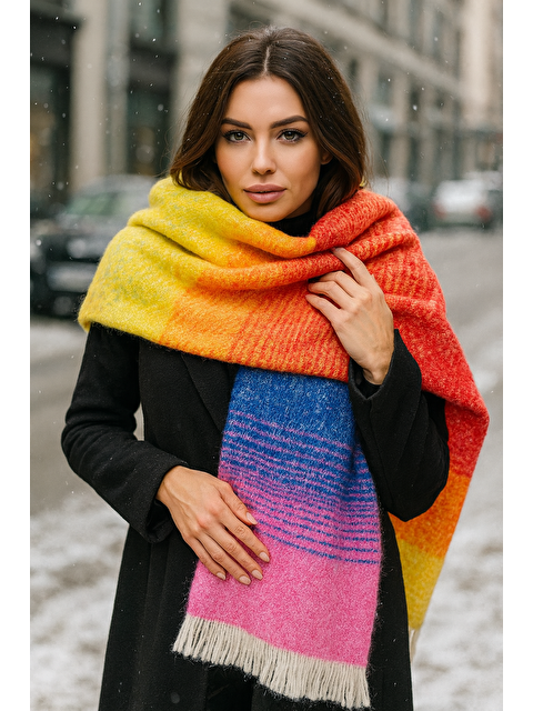 Luminos Butik Kadın Çok Renkli Casual Atkı Şal 67x197 Cm Sal1288 - S000250423-20072