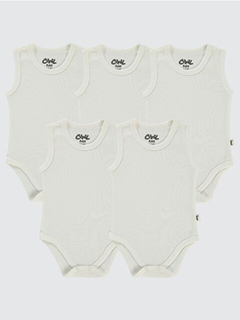 Civil Baby 5 li Düz Basic Sıfır Kol 3-9 Ay Çıtçıtlı Badi - S000336197-20063
