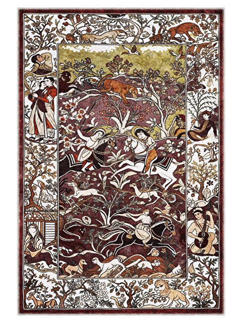 Homefesto Dekoratif Özel Tasarım Yıkanabilir İnce Kaymaz Tabanlı Modern Halı KECE FR05 - S000354749-19951