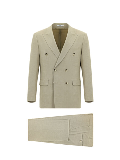 Kiğılı Regular Fit Keten Karışımlı Kruvaze Takım Elbise - S000404552-19928