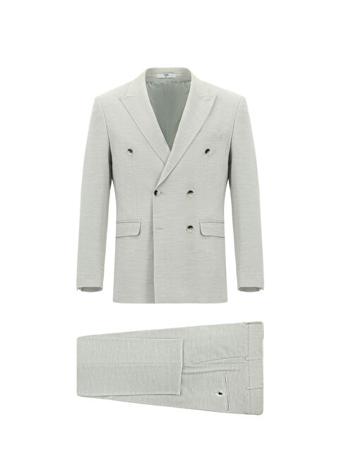 Kiğılı Regular Fit Keten Karışımlı Kruvaze Takım Elbise - S000404552-17308