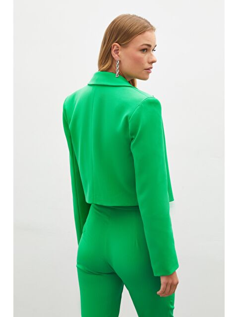 SATEEN Şal Yaka Kısa Ceket - Yeşil - S000323786-18194