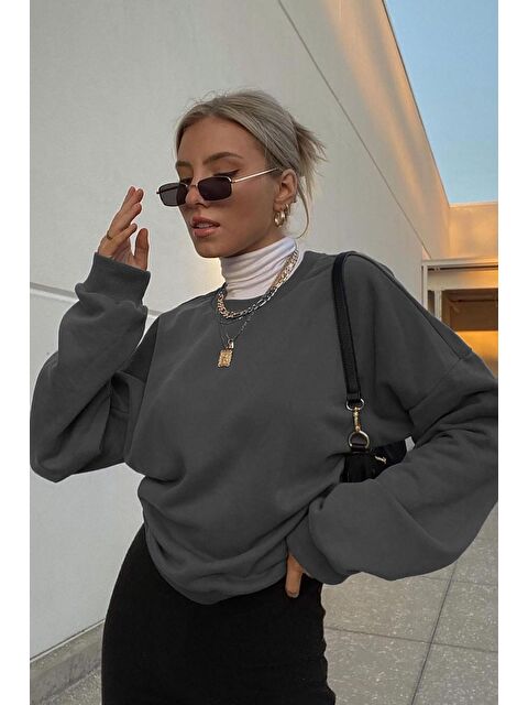 Madmext Füme Bisiklet Yaka Basic Sweatshirt Mg1559 - S000030591-33408