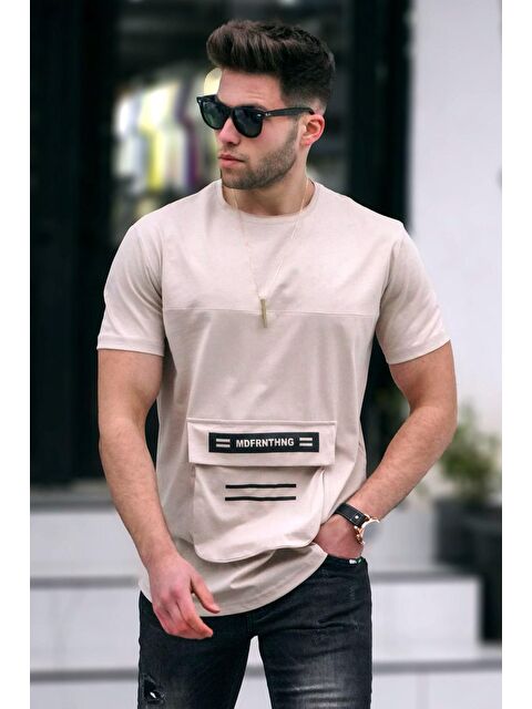 Madmext Baskılı Bej %100 Pamuk Tişört 5359 - S000016397-19928