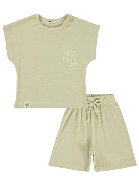 Civil Boys Yarasa Kol Palmiye Nakışlı 2-5 Yaş Takım - Bej4-5 Yaş - S000382276-19928