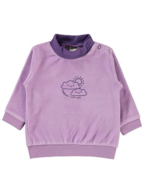 Civil Baby Bulut Baskılı Boğazlı 6-18 Ay Sweatshirt - Lila 18-24 Ay - S000295127-17878