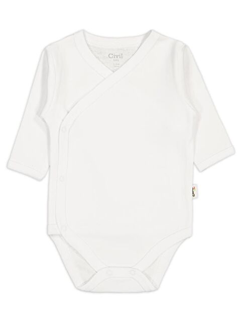 Civil Baby Renkli Kumaş 1-6 Ay Unisex Zıbın Badi - Ekru 6-9 Ay - S000201989-19965