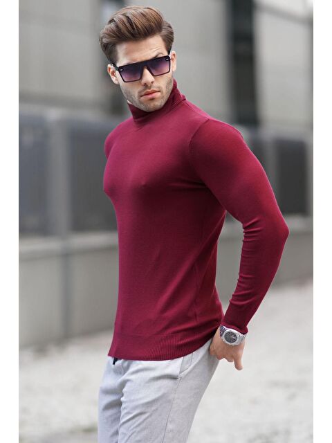 Madmext Bordo Balıkçı Yaka Erkek Triko Kazak 6809 - S000060023-19951