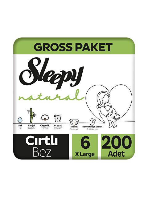 Sleepy Natural Gross Paket Bebek Bezi 6 Numara Xlarge 200 Adet - S000419375-10231