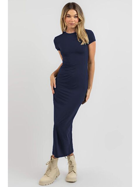 Madmext Siyah Basic Yarım Balıkçı Uzun Elbise Mg1712 - S000030045-21164