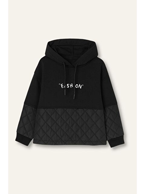 ZEYLAND Kız Çocuk Nakış Detaylı Kapitoneli Sweatshirt - Siyah