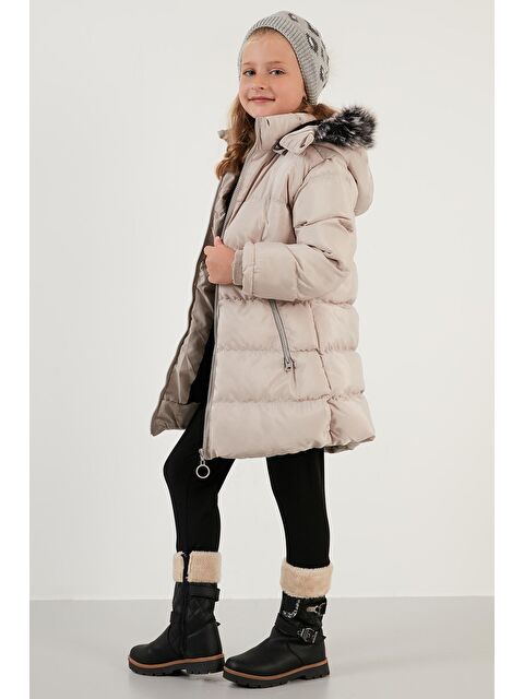 Lela Peluş Astarlı Yakası Suni Kürklü Çıkarılabilir Kapüşonlu Kışlık Mont 5766038 - S000000686-20600