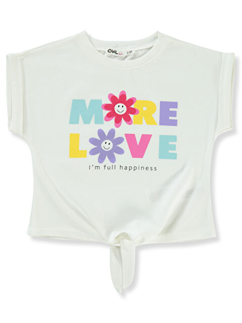 Civil Girls Kız Çocuk Tişört 2-5 Yaş Ekru